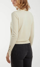 Load image into Gallery viewer, CREAM HIGH NECK NECK GOLD BUTTON DETAIL JUMPER