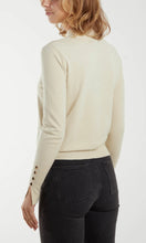 Load image into Gallery viewer, CREAM TURTLE NECK BUTTON DETAIL JUMPER