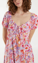 Load image into Gallery viewer, PINK SWEETHEART NECKLINE FLORAL STRETCH MINI DRESS