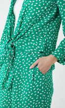 Load image into Gallery viewer, GREEN POLKA DOT TIE FRONT SHIRT AND TROUSER CO-ORD