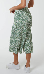 SAGE GREEN DAISY PRINT WIDE LEG CULOTTES