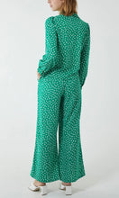 Load image into Gallery viewer, GREEN POLKA DOT TIE FRONT SHIRT AND TROUSER CO-ORD