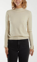 Load image into Gallery viewer, CREAM HIGH NECK NECK GOLD BUTTON DETAIL JUMPER