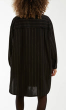 Load image into Gallery viewer, BLACK GLITTER STRIPES OVERSIZED SHIRT