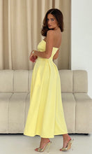 Load image into Gallery viewer, Danni Strapless Bandeau Midi Dress Yellow