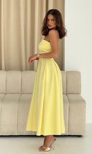 Load image into Gallery viewer, Danni Strapless Bandeau Midi Dress Yellow