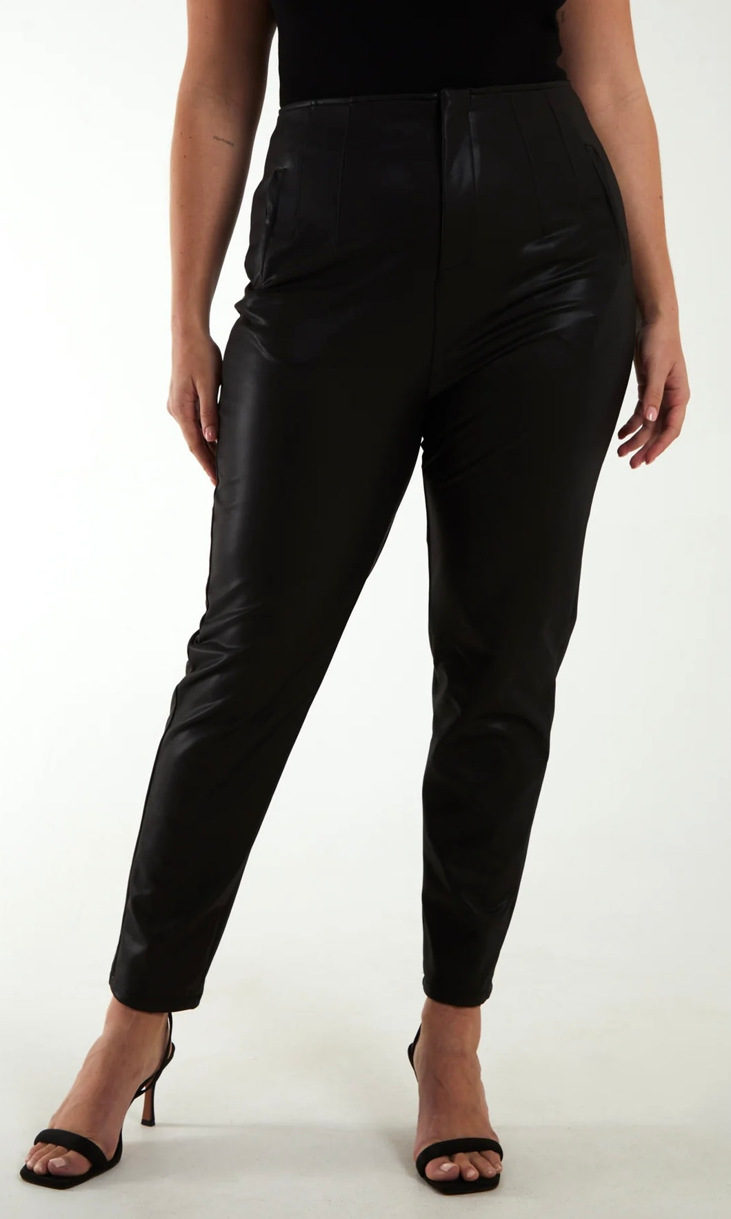 CURVE MATTE FAUX LEATHER TAILORED TROUSER