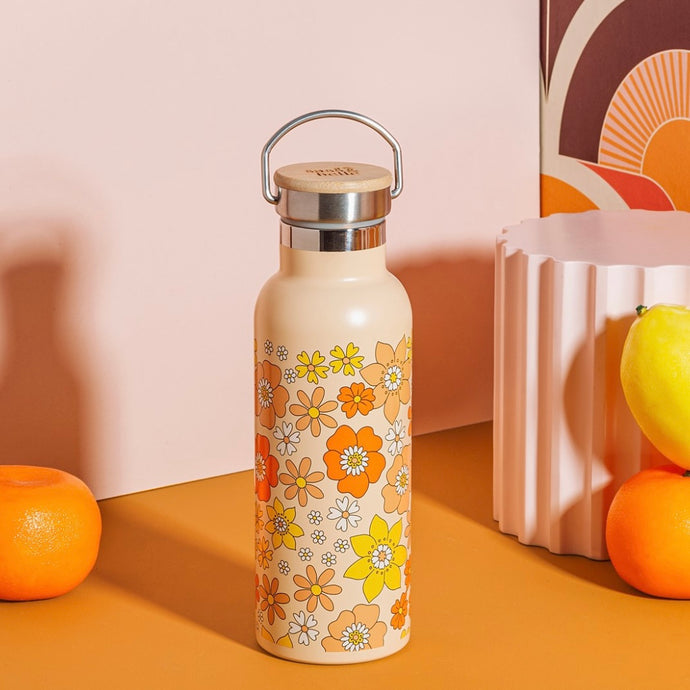 70s Floral Water Bottle