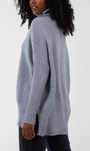 Load image into Gallery viewer, GREY KNITTED RIB ROLL NECK JUMPER