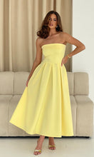 Load image into Gallery viewer, Danni Strapless Bandeau Midi Dress Yellow