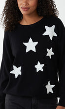 Load image into Gallery viewer, BLACK AND WHITE FLOCKING STAR ROUND NECK JUMPER