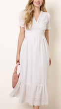Load image into Gallery viewer, Cream Broderie Shirred Dress
