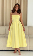 Load image into Gallery viewer, Danni Strapless Bandeau Midi Dress Yellow