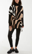 Load image into Gallery viewer, BLACK ABSTRACT SWIRL HIGH NECK JUMPER