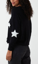 Load image into Gallery viewer, BLACK AND WHITE FLOCKING STAR ROUND NECK JUMPER