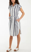 Load image into Gallery viewer, STRIPE BUTTON FRONT SHIRT DRESS