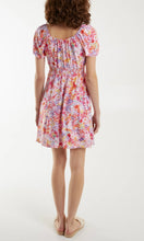 Load image into Gallery viewer, PINK SWEETHEART NECKLINE FLORAL STRETCH MINI DRESS