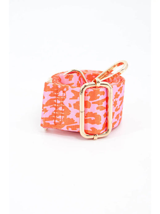 Two Tone Animal and Star Print Bag Strap in Pink & Orange
