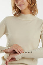 Load image into Gallery viewer, CREAM HIGH NECK NECK GOLD BUTTON DETAIL JUMPER