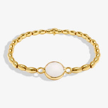 Load image into Gallery viewer, Serenity Stones White Jade Bracelet In Gold Plating