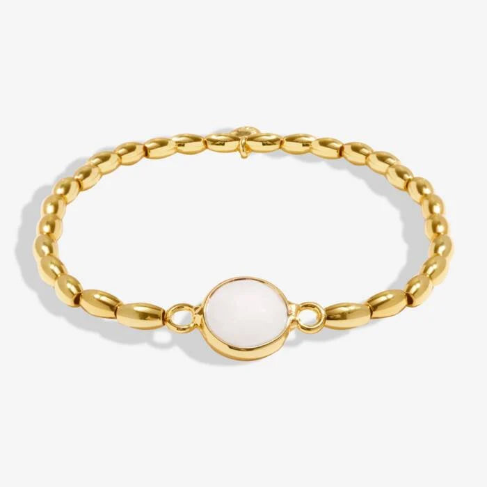 Serenity Stones White Jade Bracelet In Gold Plating