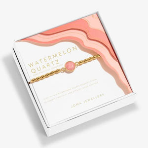 Serenity Stones Watermelon Quartz Bracelet In Gold Plating