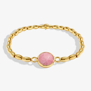 Serenity Stones Watermelon Quartz Bracelet In Gold Plating