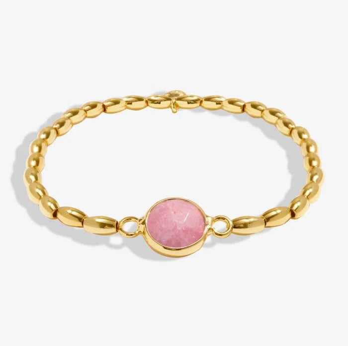 Serenity Stones Watermelon Quartz Bracelet In Gold Plating