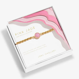 Serenity Stones Pink Jade Bracelet In Gold Plating