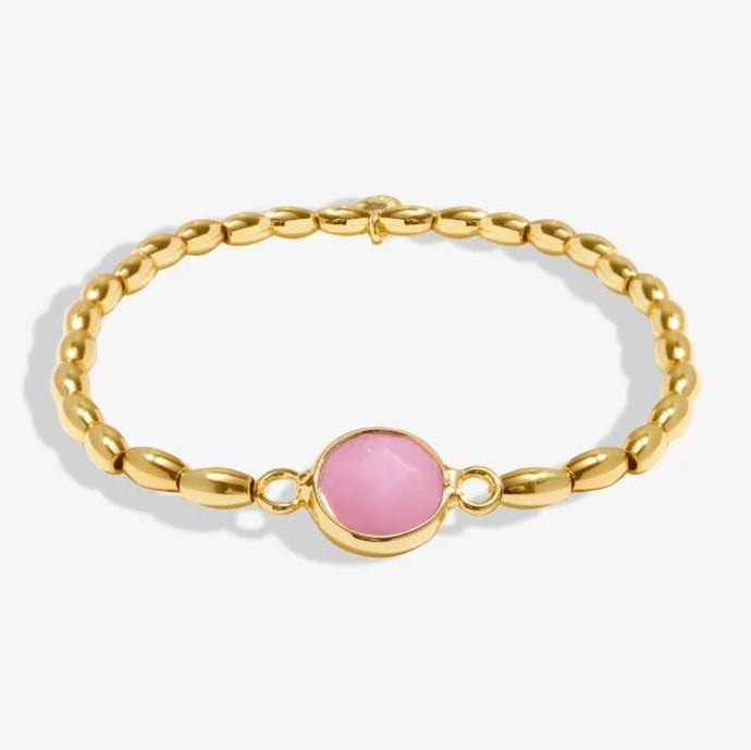 Serenity Stones Pink Jade Bracelet In Gold Plating