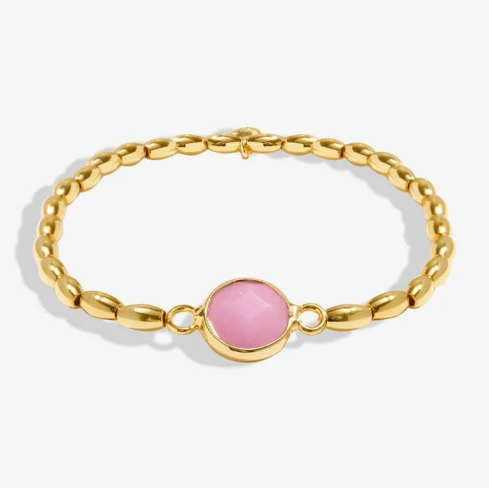 Serenity Stones Pink Jade Bracelet In Gold Plating
