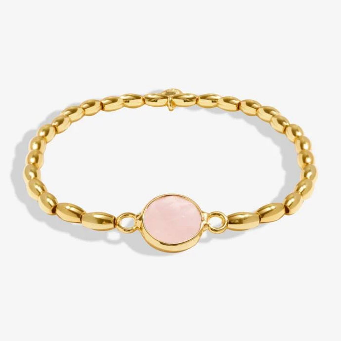 Serenity Stones Pink Quartz Bracelet In Gold Plating