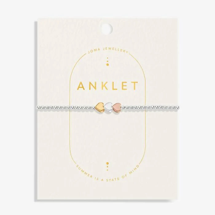 Three Tone Heart Anklet