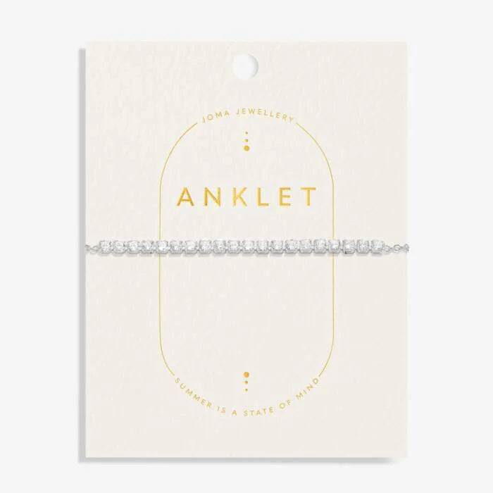 Tennis Anklet in Silver Plating