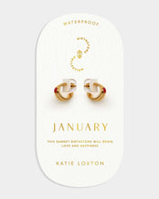 Load image into Gallery viewer, January' Waterproof Gold Birthstone Hoop Earrings