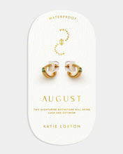 Load image into Gallery viewer, 'August' Waterproof Gold Birthstone Hoop Earrings