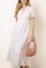 Load image into Gallery viewer, Cream Broderie Shirred Dress