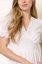 Load image into Gallery viewer, Cream Broderie Shirred Dress