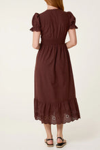 Load image into Gallery viewer, Chocolate Brown Broderie Shirred Dress