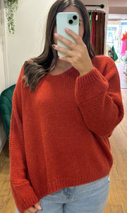Long Sleeve V Neck Mohair Jumper