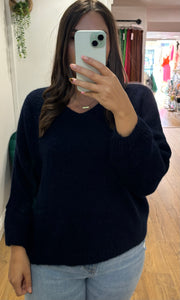 Long Sleeve V Neck Mohair Jumper