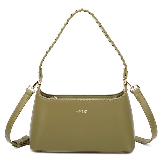 Green Shoulder Bag with Crossbody Strap