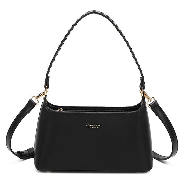 Black Shoulder Bag with Crossbody Strap