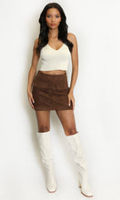 Load image into Gallery viewer, Brown Suede A-Line Mini Skirt