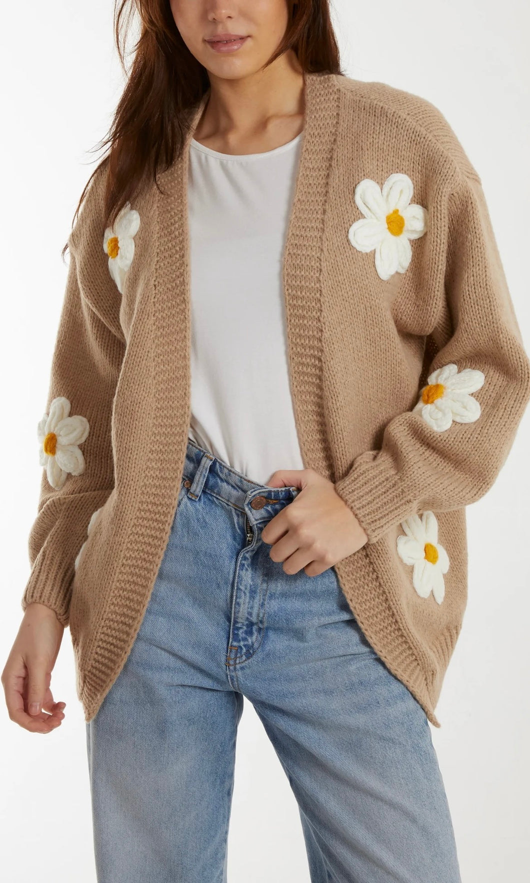 BEIGE DAISY CARDIGAN