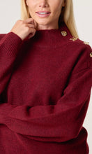 Load image into Gallery viewer, WINE JUMPER WITH GOLD SHOULDER BUTTON