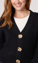 Load image into Gallery viewer, BLACK CHUNKY GOLD BUTTON CARDIGAN