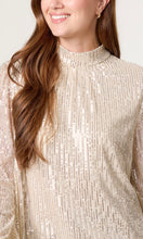 Load image into Gallery viewer, GOLD SEQUIN HIGH NECK PUFFBALL TOP