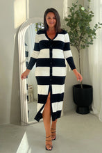 Load image into Gallery viewer, Alina Longline Cardigan Dress in Stripe