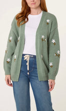 Load image into Gallery viewer, Embroidered Mini Daisy Cardigan - Sage Green